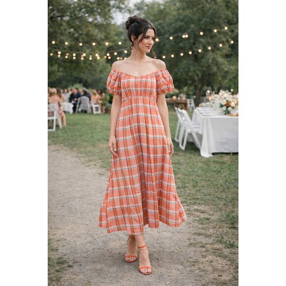 Corey Lynn Calter Dresses & Skirts - Corey Lynn Calter Cordelia Midi Dress Medium Plaid Seersucker Cotton Blend NWT